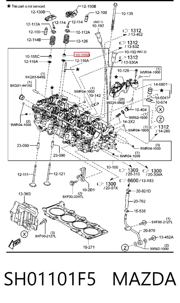 Маслосъемный сальник выпускного клапана SH01101F5 Mazda