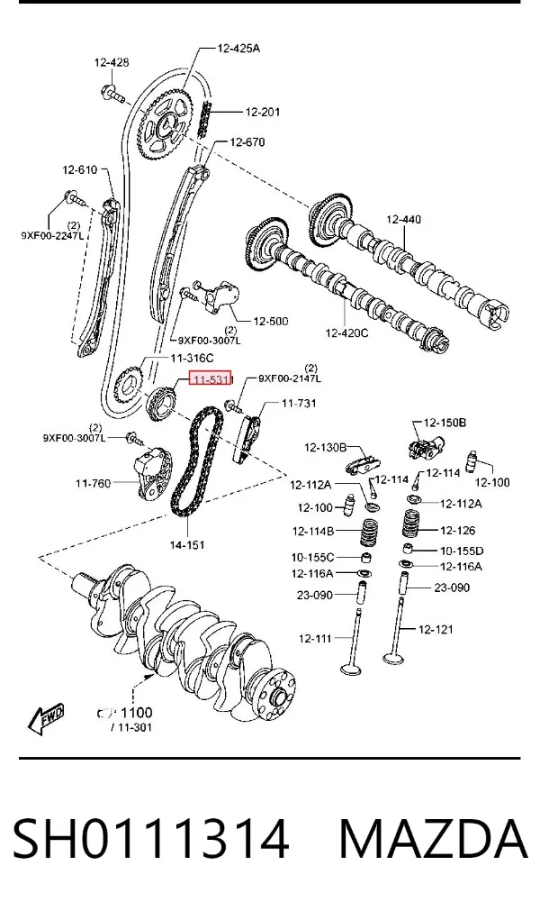 Шестерня привода масляного насоса SH0111314 Mazda