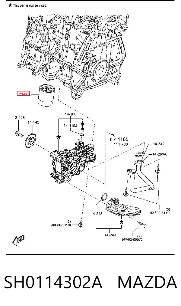 Масляный фильтр SH0114302A Mazda