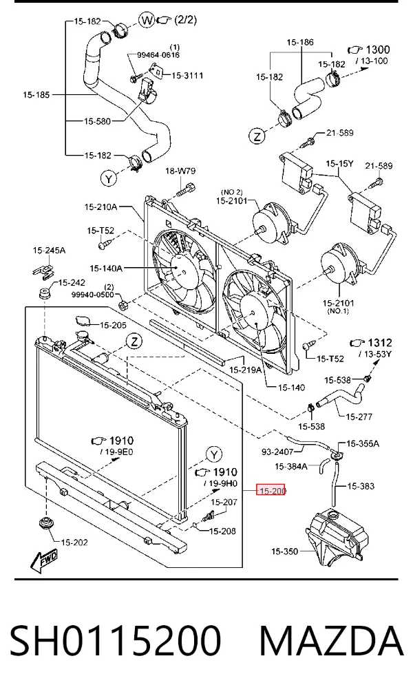 Радиатор SH0115200 Mazda