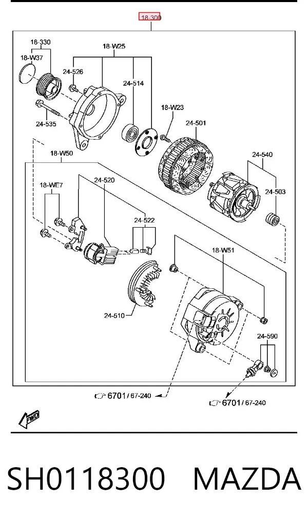 Генератор SH0118300 Mazda