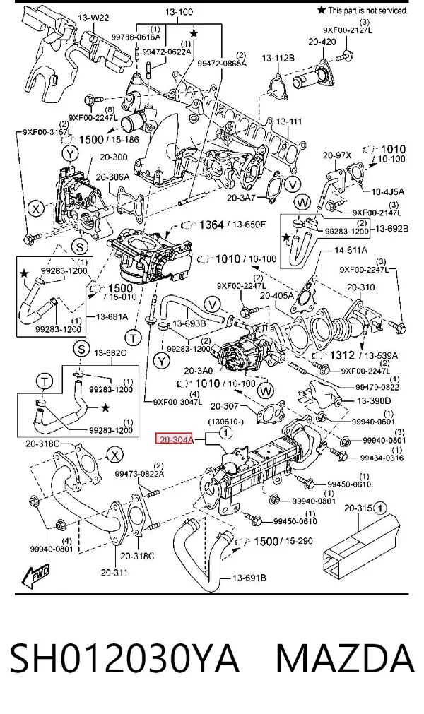 Радиатор системы EGR SH012030YA Mazda