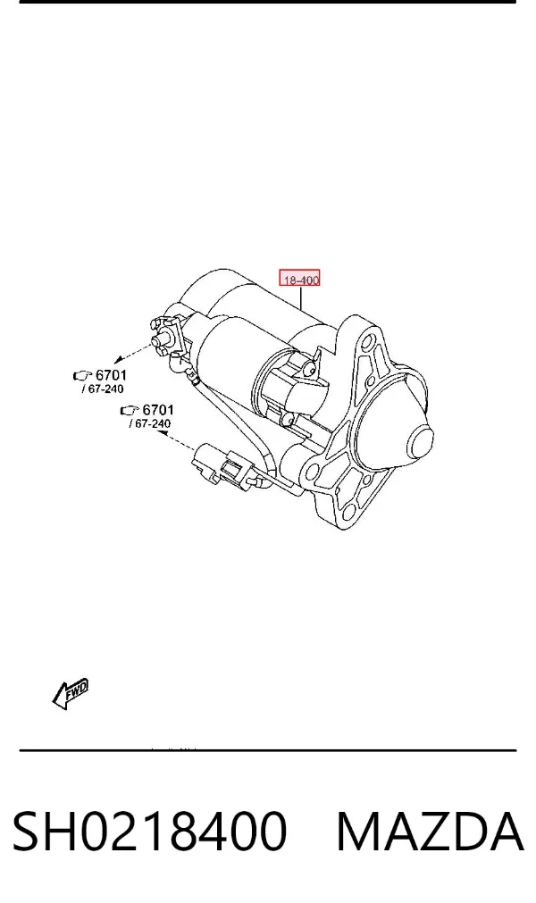 Стартер SH0218400 Mazda