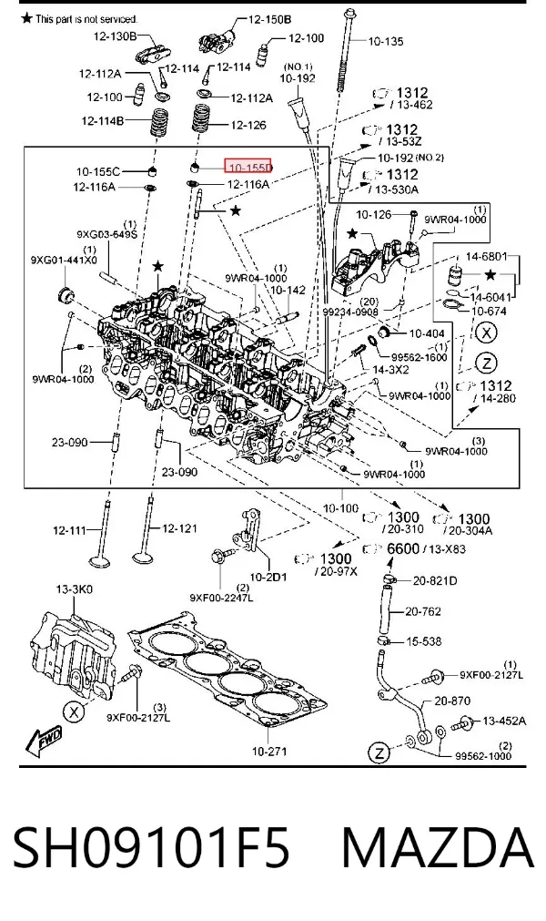 Маслосъемный сальник выпускного клапана SH09101F5 Mazda