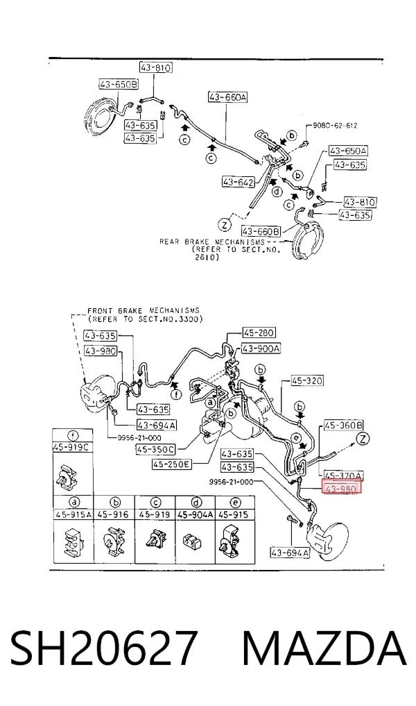 Шланг тормозной передний SH20627 Mazda