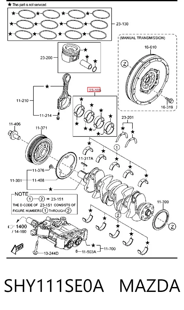 Вкладыши шатунные SHY111SE0A Mazda