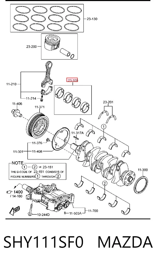 Вкладыши шатунные, 1-й ремонт SHY111SF0 Mazda