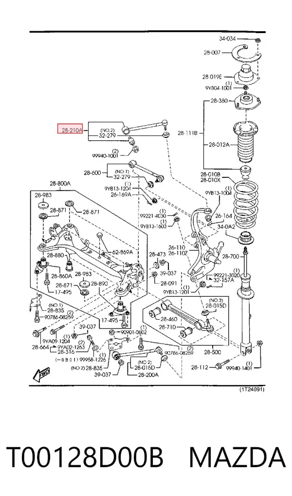 Рычаг задней подвески верхний T00128D00B Mazda