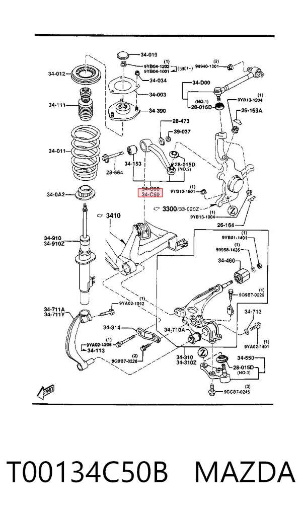 Рычаг передней подвески верхний левый T00134C50B Mazda