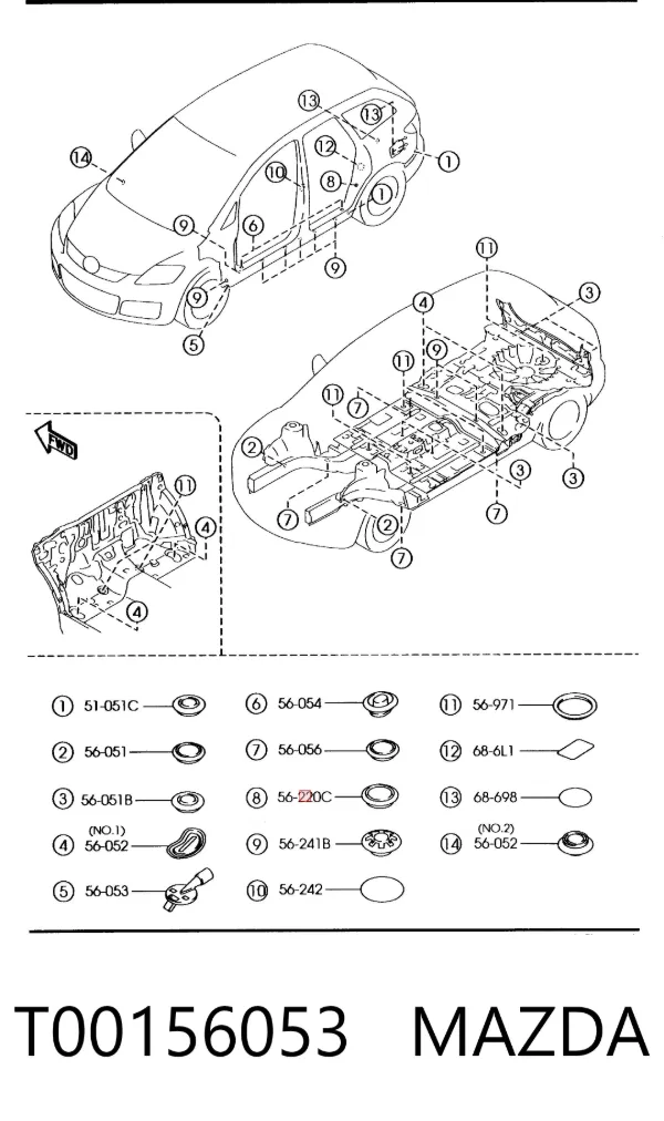 Заглушка днища T00156053 Mazda
