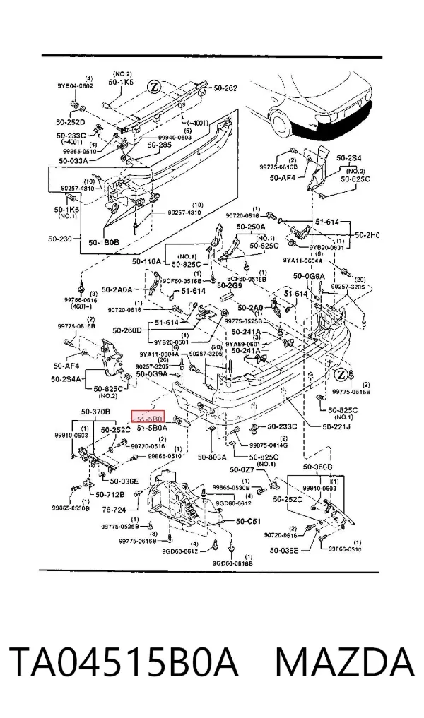 Правый катафот заднего бампера TA04515B0A Mazda