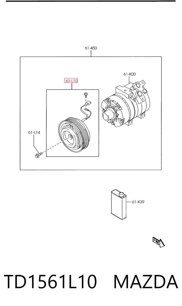 Муфта компрессора кондиционера TD1561L10 Mazda