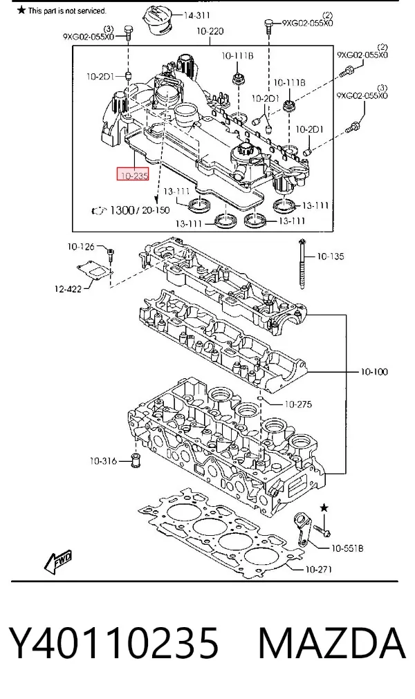 Прокладка клапанной крышки Y40110235 Mazda