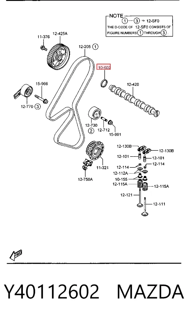Сальник распредвала Y40112602 Mazda
