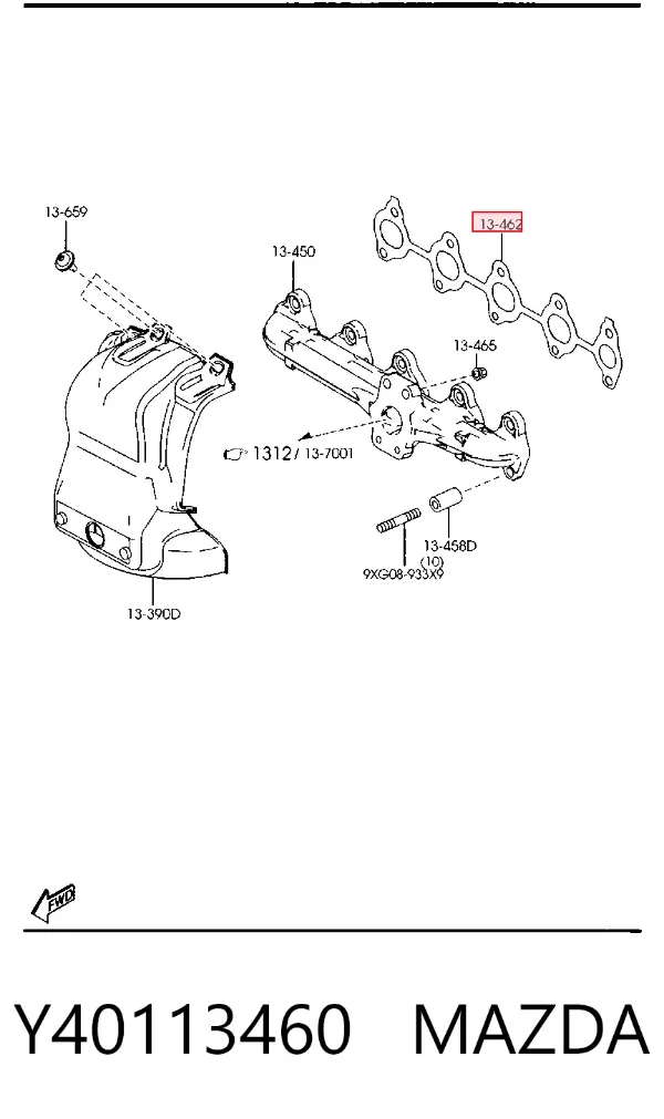 Прокладка коллектора Y40113460 Mazda