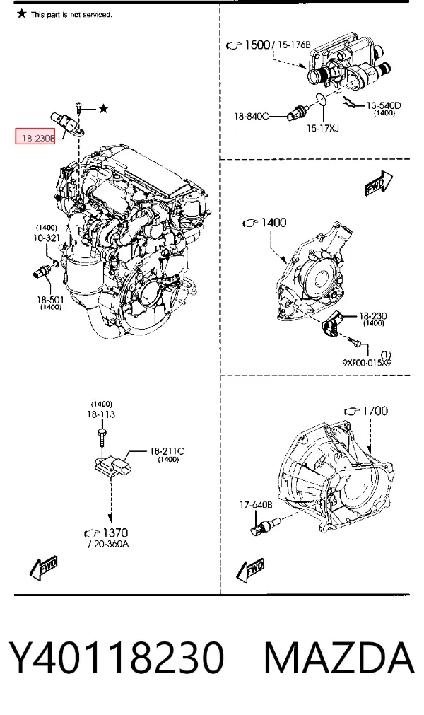 Датчик распредвала Y40118230 Mazda