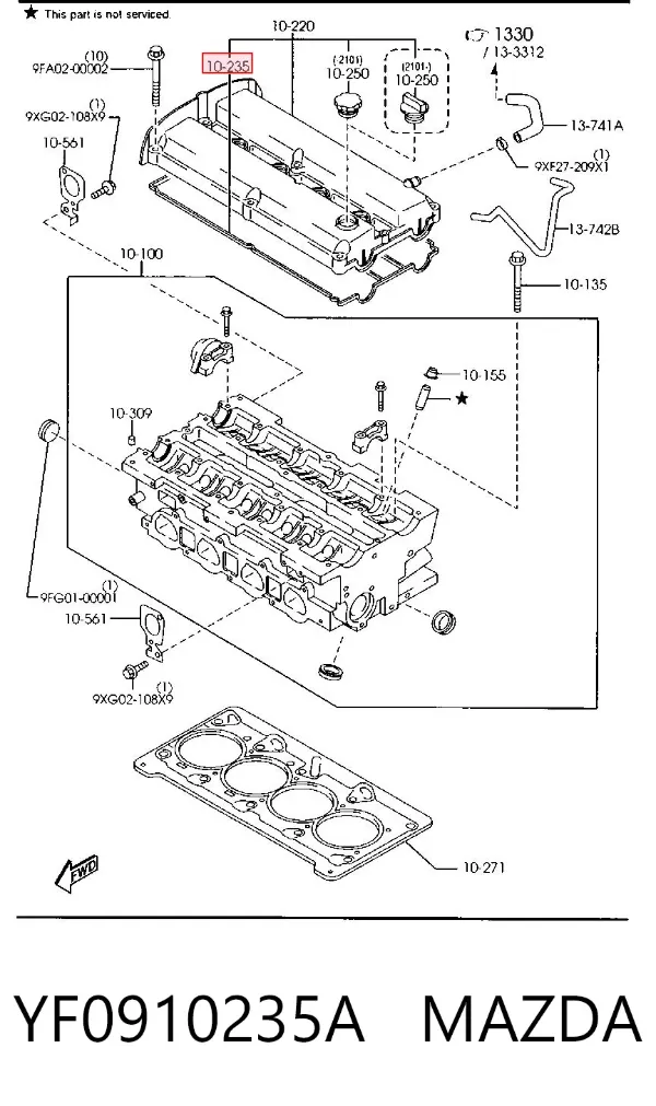 Прокладка клапанной крышки YF0910235A Mazda