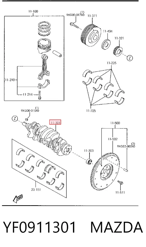 Коленвал YF0911301 Mazda