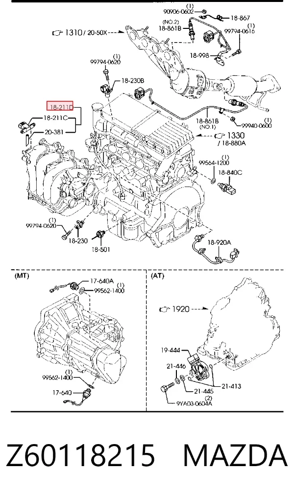 Датчик давления наддува Z60118215 Mazda