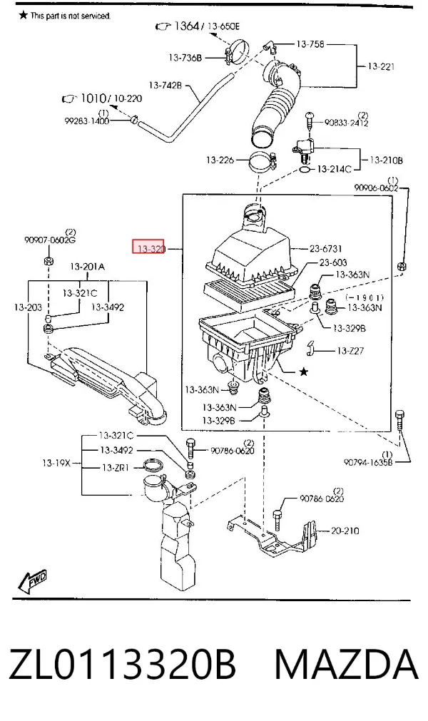 Корпус фильтра ZL0113320B Mazda