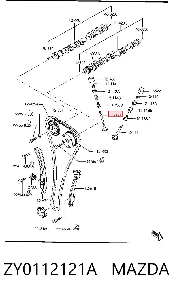 Выпускной клапан ZY0112121A Mazda