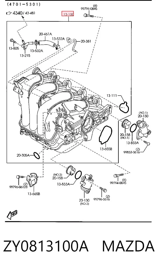 Впускной коллектор ZY0813100A Mazda