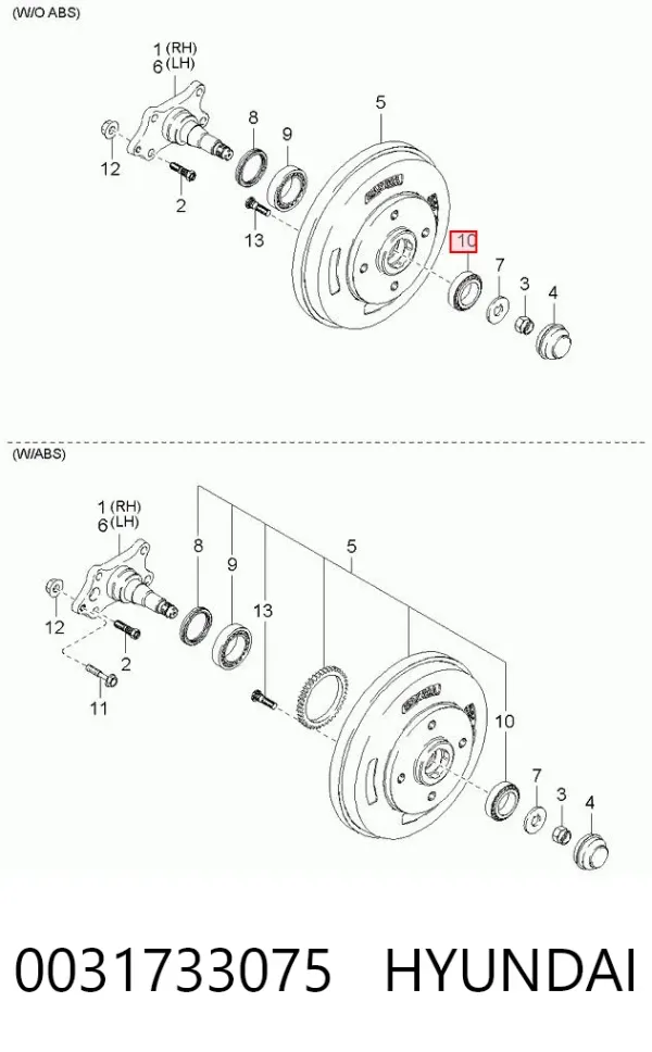 Подшипник ступицы задней наружный 0031733075 Hyundai/Kia