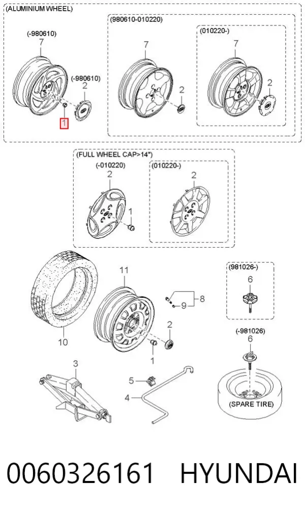 Гайки колесные 0060326161 Hyundai/Kia