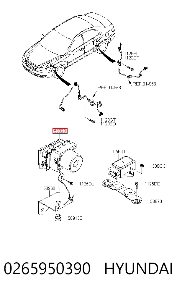 Блок АБС 0265950390 Hyundai/Kia