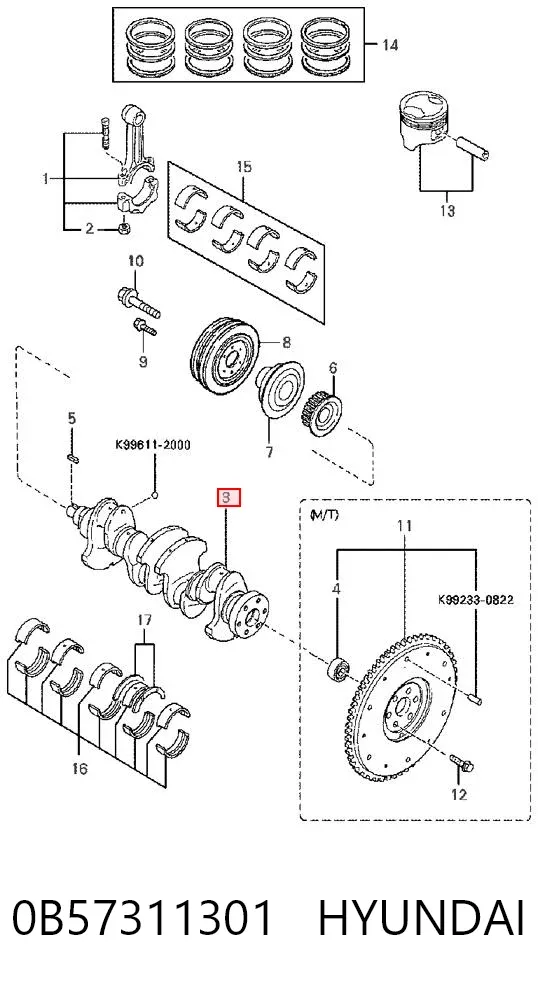 Коленвал 0B57311301 Hyundai/Kia