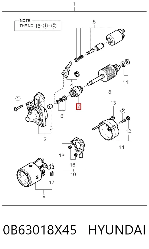 Бендикс стартера 0B63018X45 Hyundai/Kia