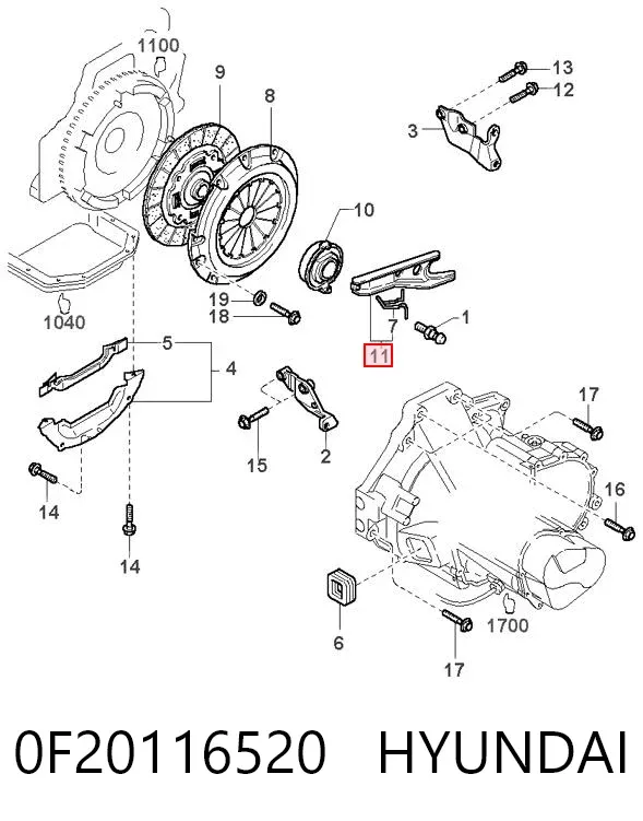 Вилка сцепления 0F20116520 Hyundai/Kia
