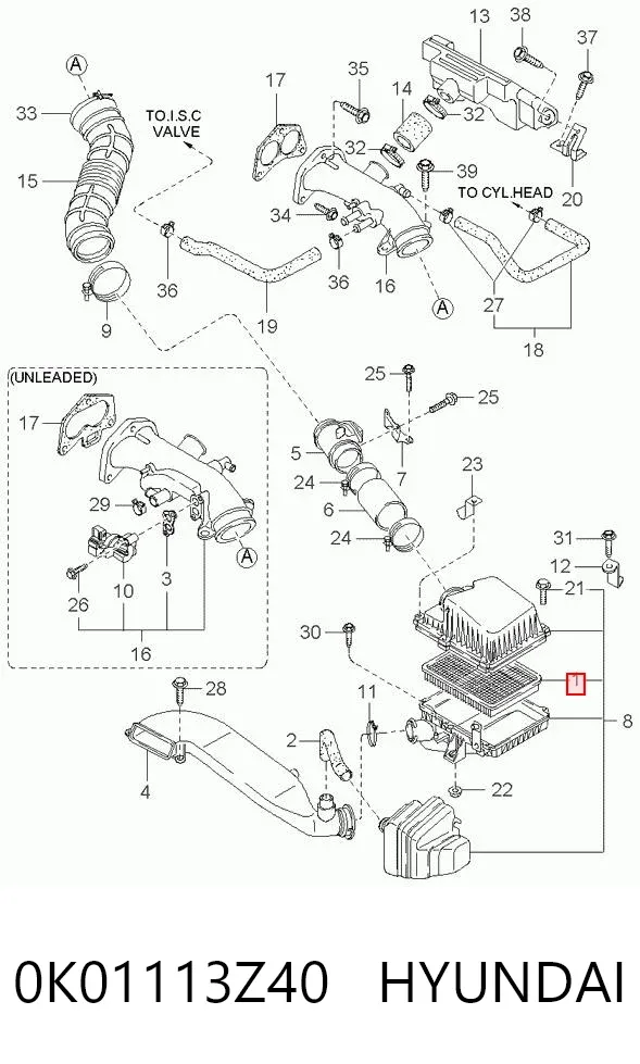Воздушный фильтр 0K01113Z40 Hyundai/Kia
