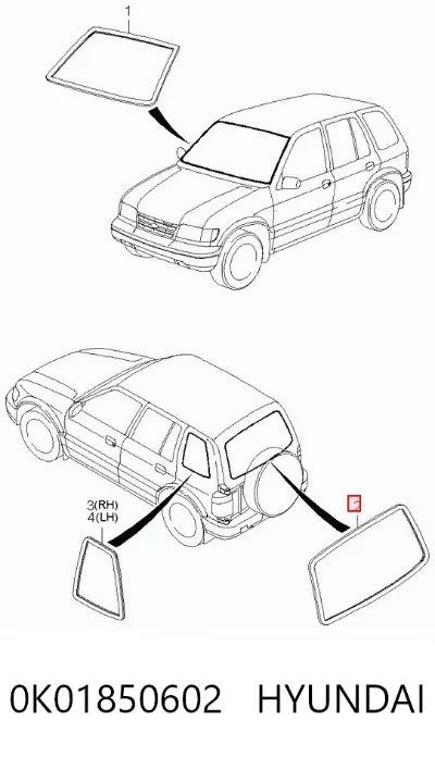 Молдинг стекла заднего HYUNDAI 0K01850602