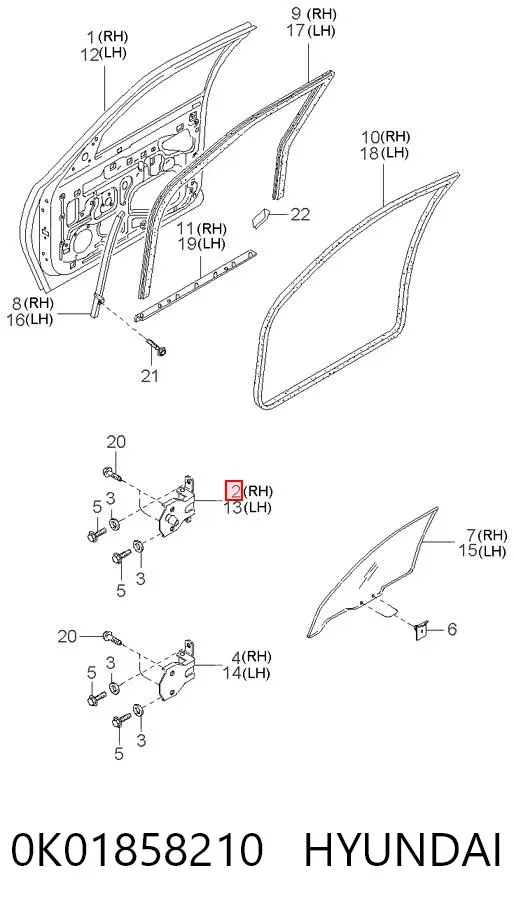 Петля двери передней правой 0K01858210 Hyundai/Kia