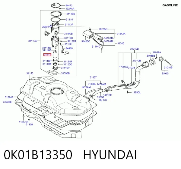 Насос топливный электрический 0K01B13350 Hyundai/Kia