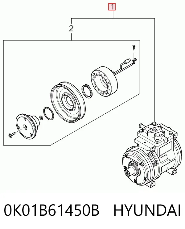 Компрессор кондиционера 0K01B61450B Hyundai/Kia