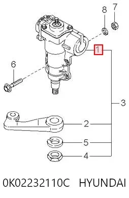 Механизм рулевой (редуктор) HYUNDAI 0K02232110C
