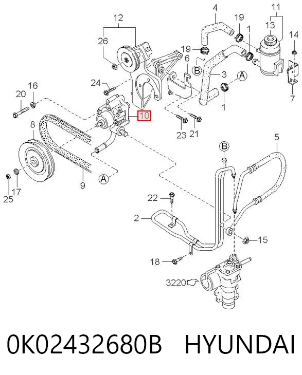 Насос ГУР 0K02432680B Hyundai/Kia