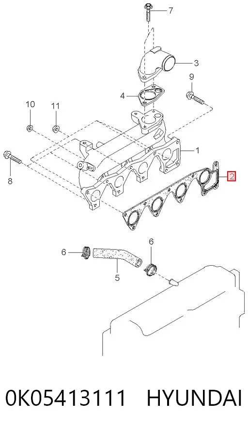 Прокладка впускного коллектора 0K05413111 Hyundai/Kia