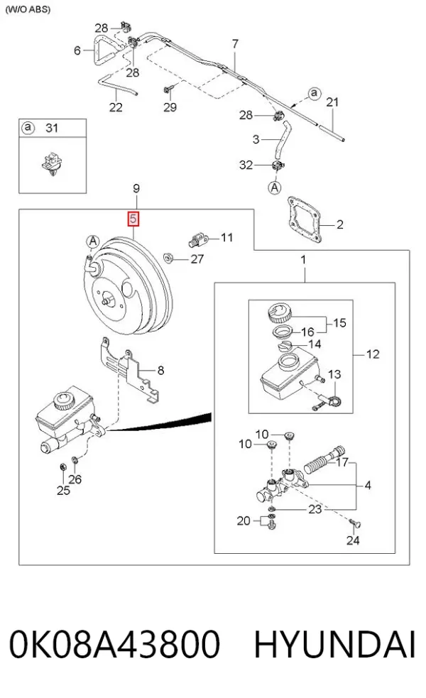 Усилитель тормозов 0K08A43800 Hyundai/Kia