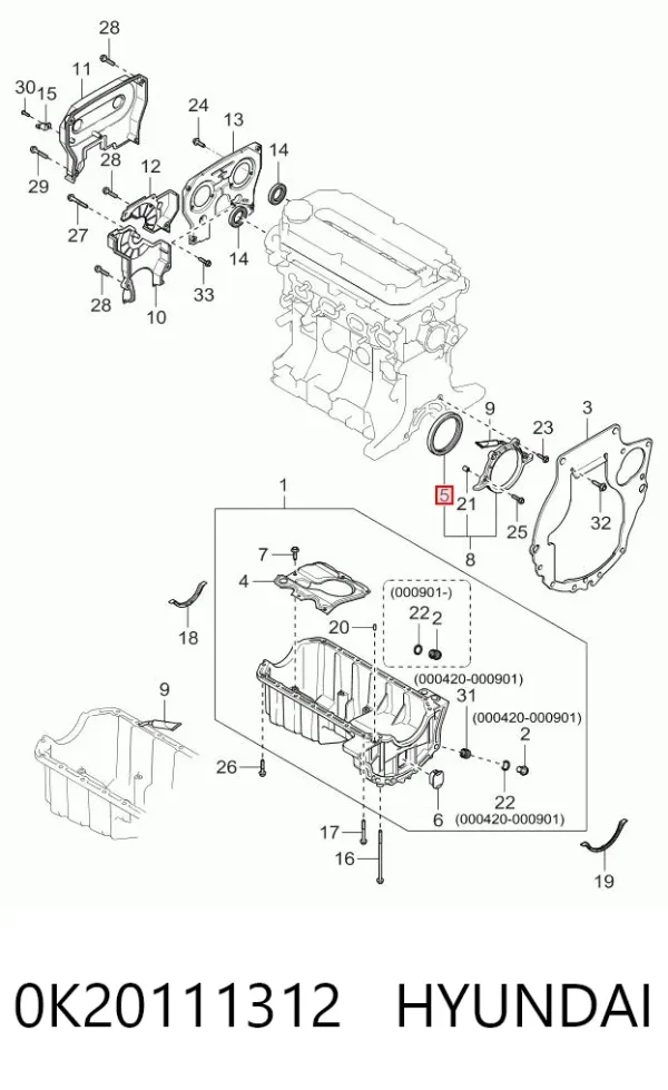 Сальник коленвала задний 0K20111312 Hyundai/Kia