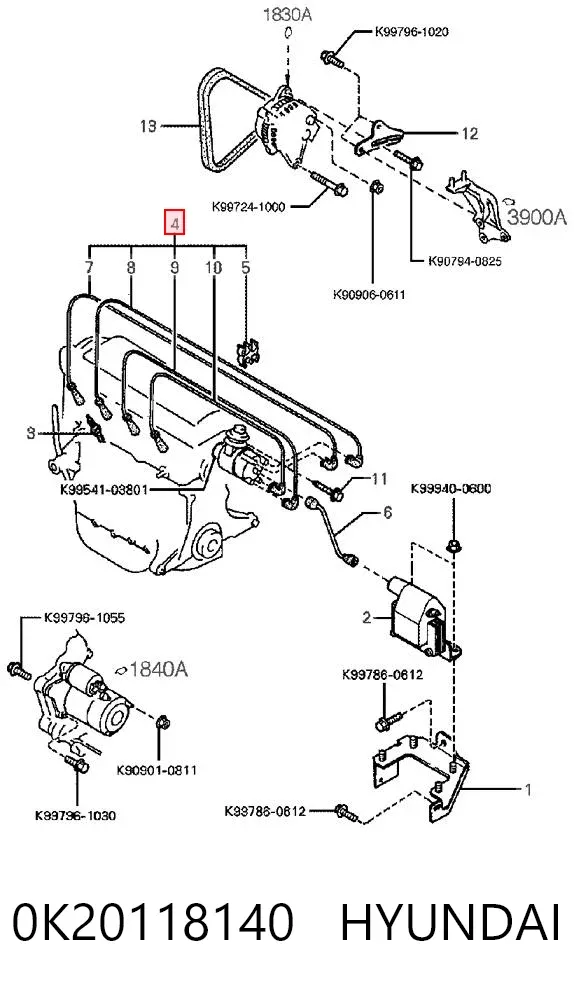 Высоковольтные провода 0K20118140 Hyundai/Kia