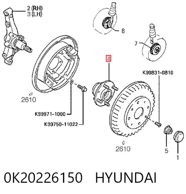 Задняя ступица 0K20226150 Hyundai/Kia