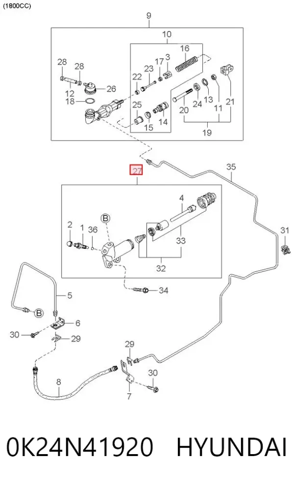Рабочий цилиндр сцепления 0K24N41920 Hyundai/Kia