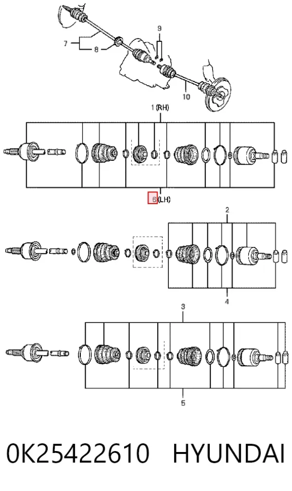 Правая полуось 0K25422610 Hyundai/Kia