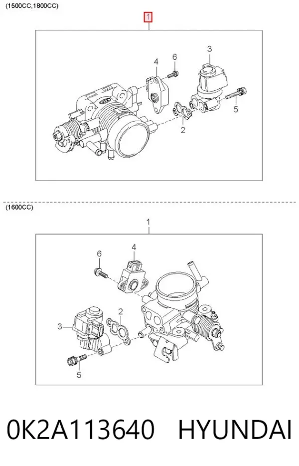 Дроссельная заслонка 0K2A113640 Hyundai/Kia
