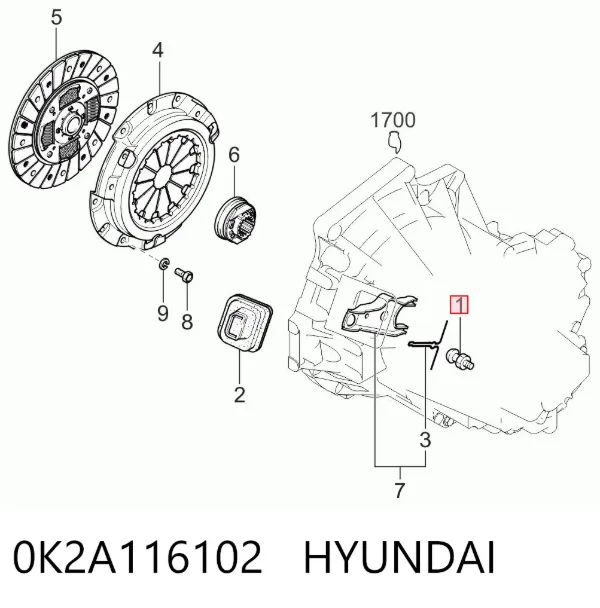Ремкомплект оси вилки сцепления 0K2A116102 Hyundai/Kia