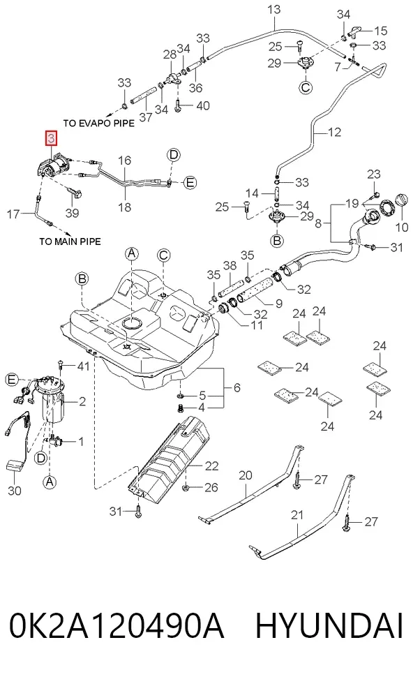 Топливный фильтр 0K2A120490A Hyundai/Kia