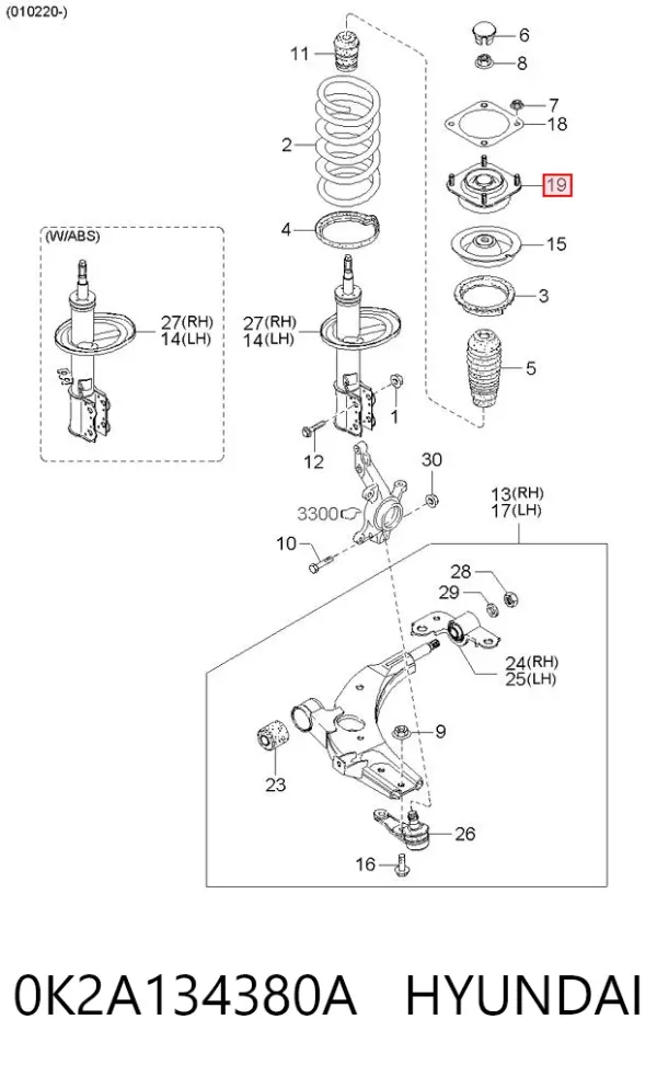Опора переднего амортизатора 0K2A134380A Hyundai/Kia